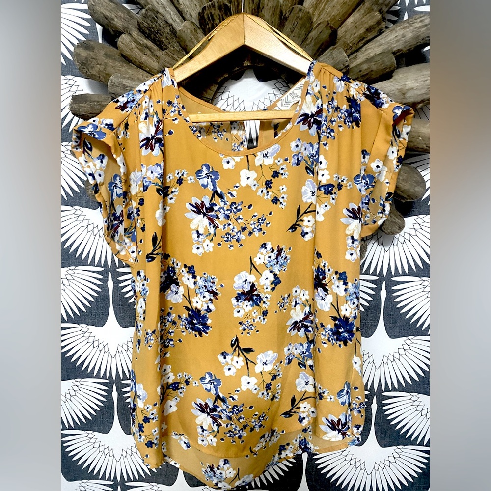 Pink Rose yellow blouse